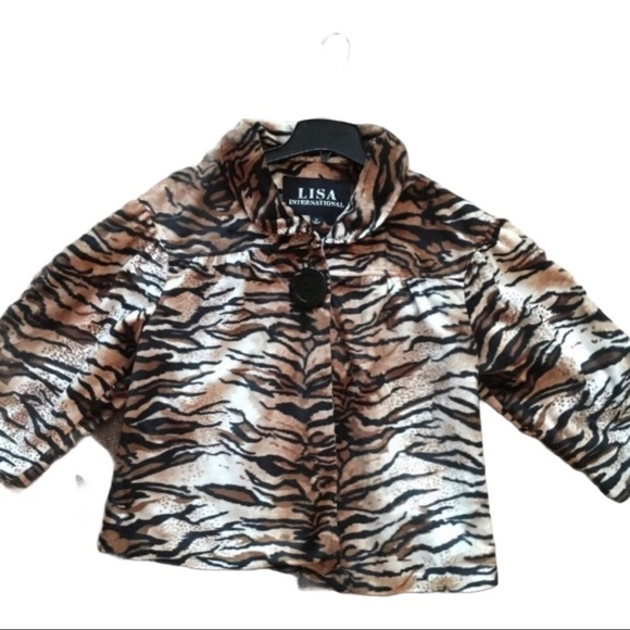 Women’s Cropped jacket Lisa International Animal Print Jacket Career - Picture 1 of 11